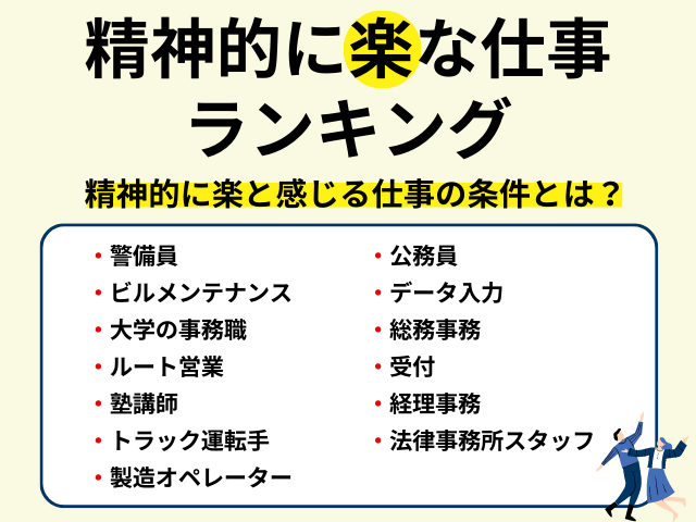 精神的に楽な仕事ランキング13選！