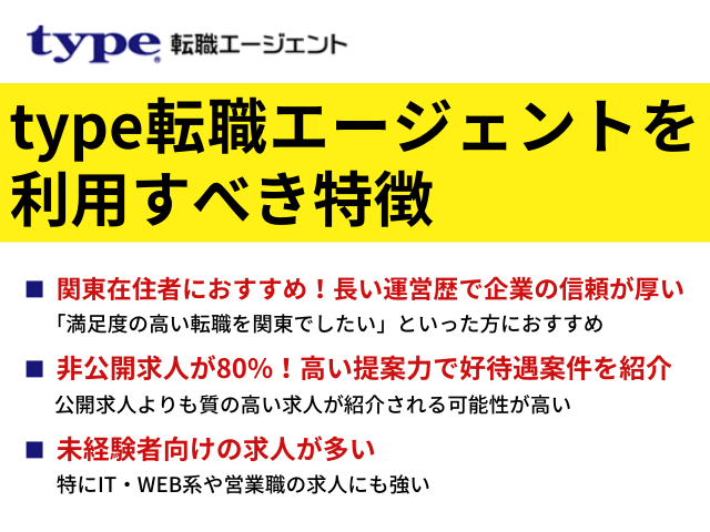 type転職エージェントを利用すべき特徴