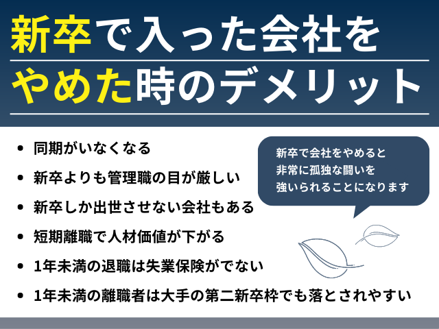 新卒で入った会社をやめた時のデメリット