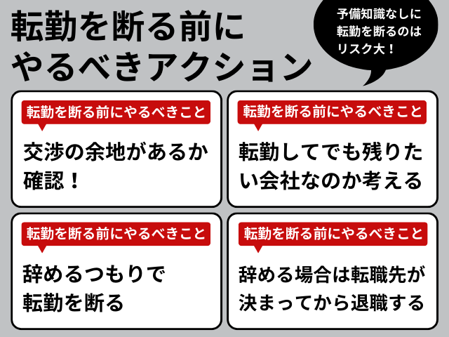 転勤を断る前にやるべきアクション