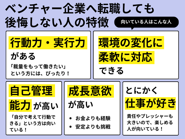 ベンチャー企業へ転職しても後悔しない向いている人の特徴