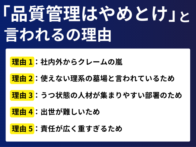 「品質管理はやめとけ」と言われる理由