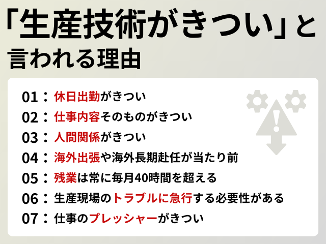 「生産技術がきつい」と言われる理由