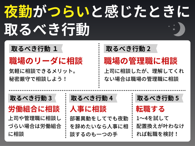 夜勤がつらいと感じたときに取るべき行動